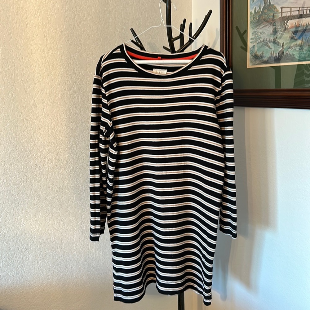 Lou & Grey Cotton Long Sleeve Stripe Dress Size L